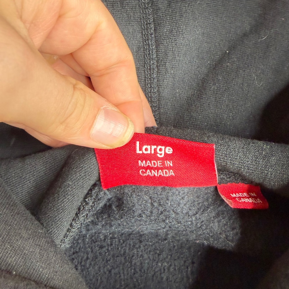 Supreme Script Logo Hooded Sweatshirt Black FW24 Mens Large Hoodie Embroidered - Picture 4 of 10